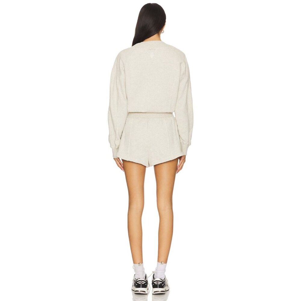 FREE PEOPLE MOVEMENT intercept romper sweats shorts drawstring waist gray S - Picture 2 of 12